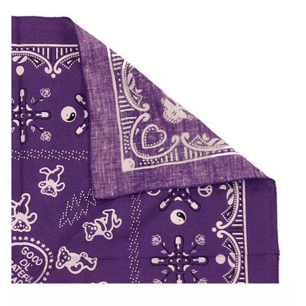 New Purple Bear Skull Grateful Dead Bandana Hippie Headband Mask Peace Yin Yang - Picture 2 of 4